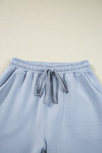 Beau Blue Half Zip Thumbhole Sleeve Hoodie Active Pants 2pcs Outfit