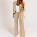 Elegant & Modern Two-Piece Suit: Premium Polyester Stretch Blazer & Trousers for Versatile Occasions