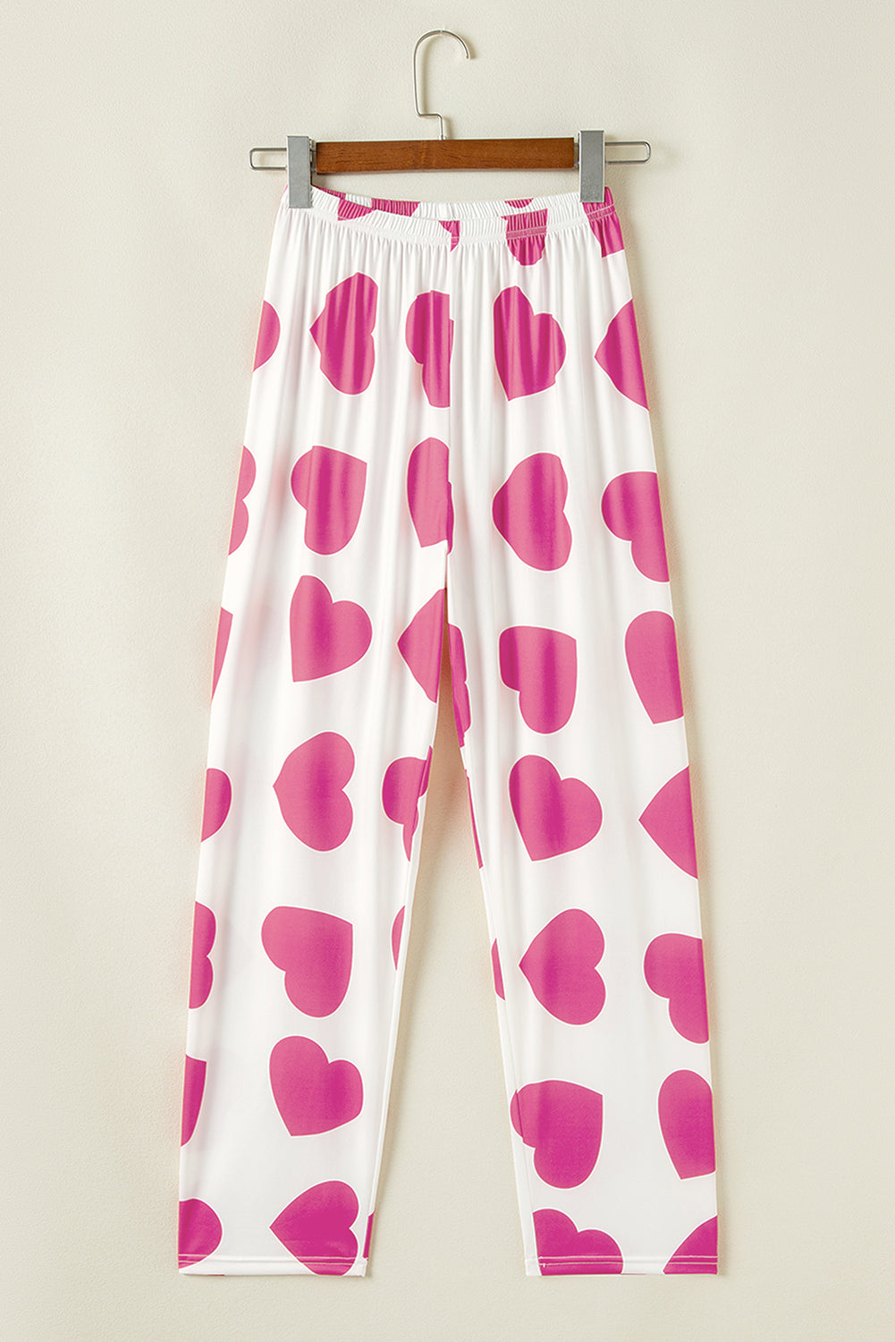 Women's Pink Ruffled Tank Top & Heart Print Pants Lounge Set - Comfortable & Stylish