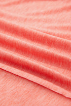 Fresh Salmon Floral Patchwork V Neck Long Sleeve T Shirt