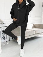Comfortable & Stylish Grey Three-Piece Sweatshirt Set for Women - Includes Vest, Top, and Pants