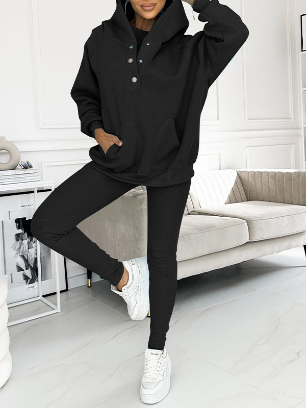 Comfortable & Stylish Grey Three-Piece Sweatshirt Set for Women - Includes Vest, Top, and Pants