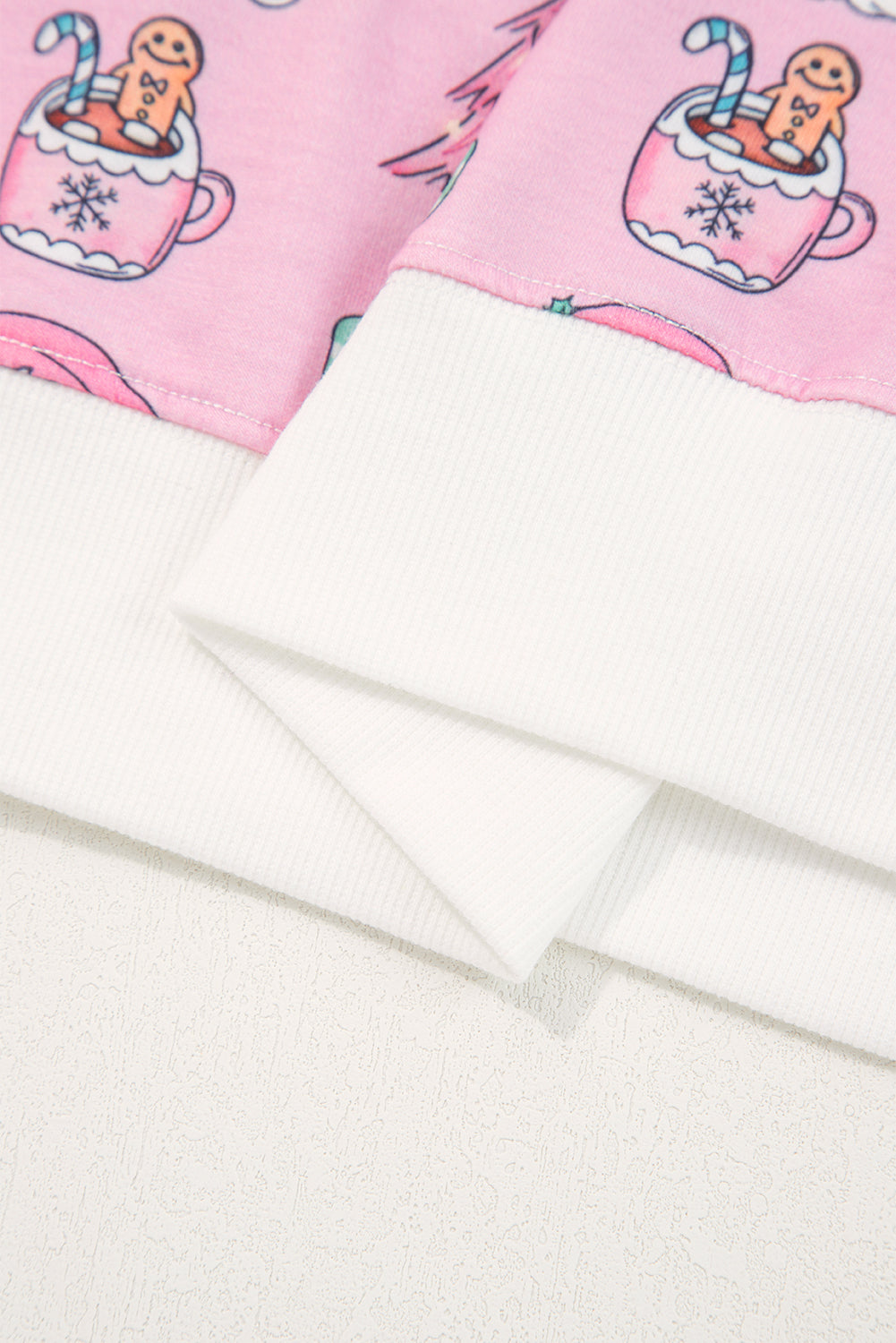 Women's Pink "Ho Ho Ho" Christmas Fashion Print 2-Piece Lounge Short Set - Long Sleeve Top & Shorts