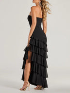 Shianne Strapless Chiffon Ruffled A-Line Floor-Length Formal Dress for Weddings and Galas