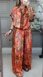 Women's Casual Round Neck Printed Loose Suit - Spring/Summer Blended Fabric