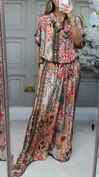 Women's Casual Round Neck Printed Loose Suit - Spring/Summer Blended Fabric