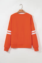Orange Varsity Striped Detail Drop Shoulder Oversized Sweatshirt
