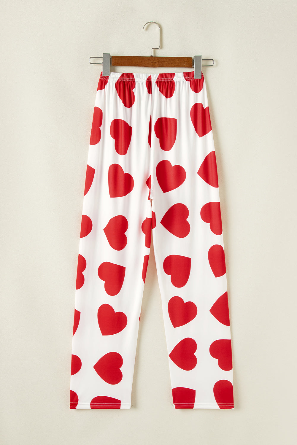 Red Ruffled Tank Top & Heart Print Pants - Cozy & Stylish Lounge Set for Women