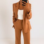 Elegant & Modern Two-Piece Suit: Premium Polyester Stretch Blazer & Trousers for Versatile Occasions