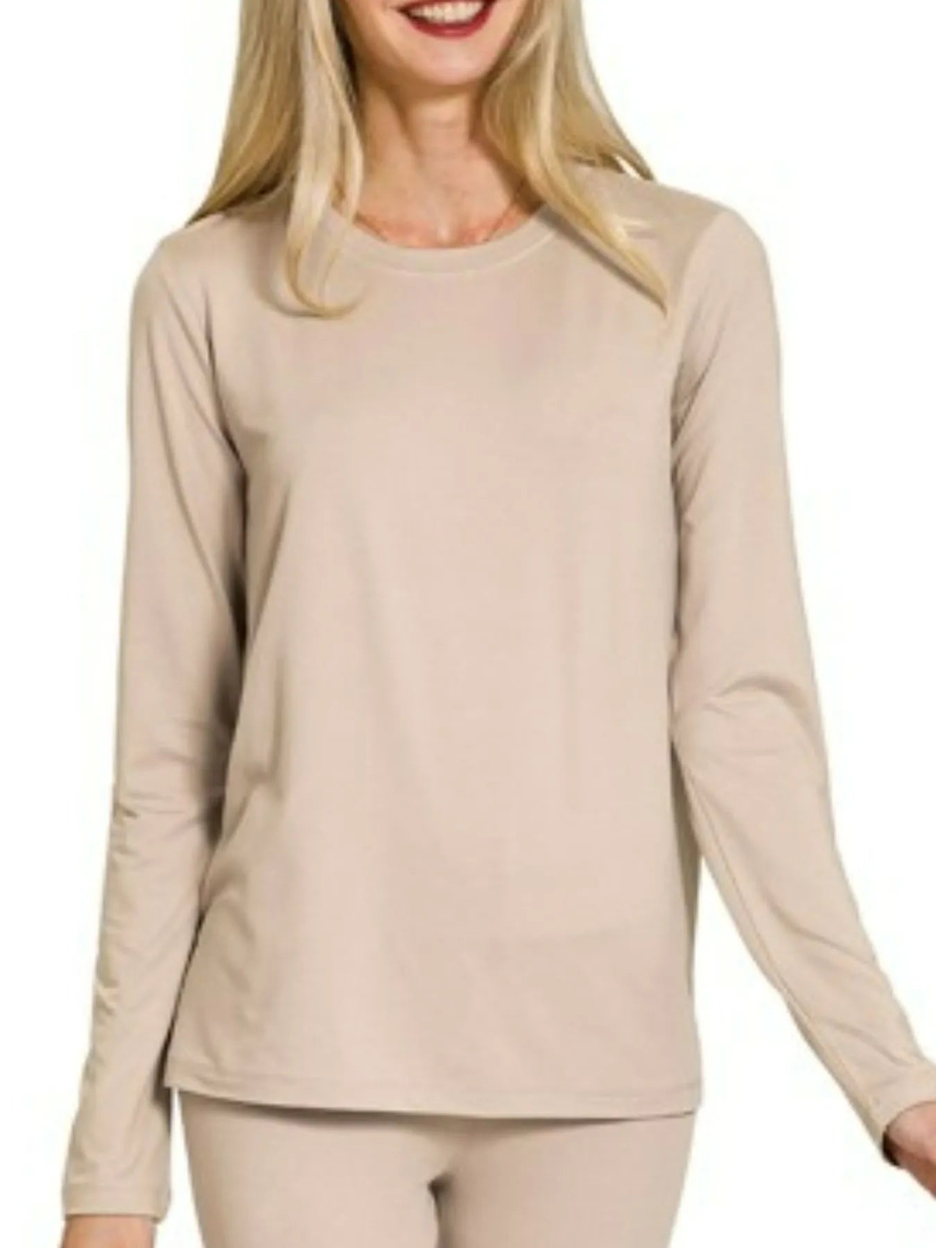 Zenana Microfiber Round Neck Top And Leggings Set