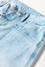 Myosotis Exposed Stitch Detail Drawstring Barrel Jeans
