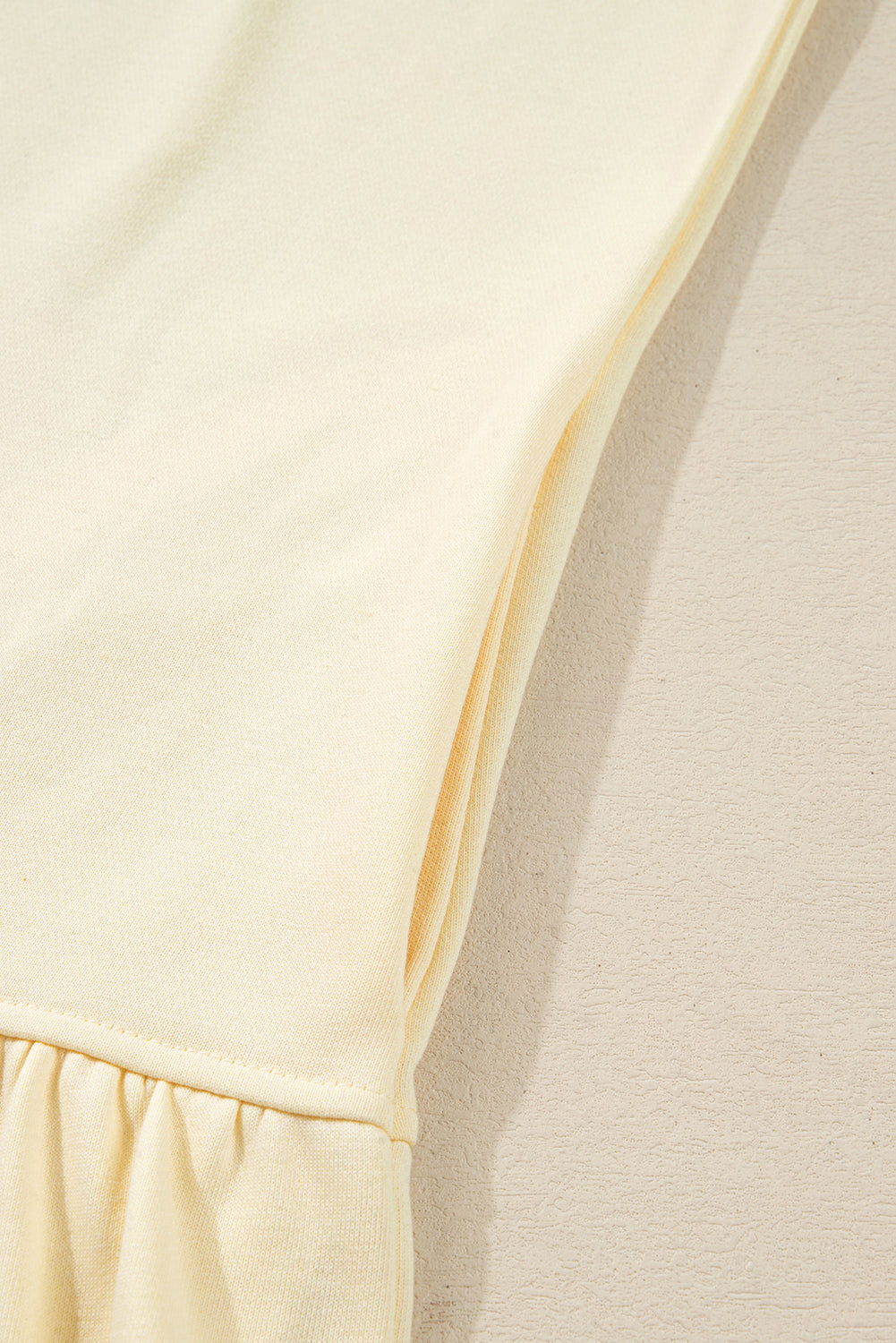 Beige Double Tiered Ruffle Hem Long Sleeve Loose Mini Dress