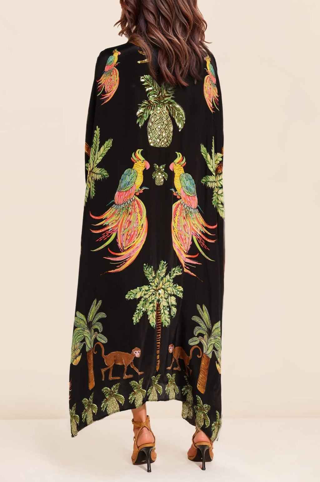 Unique Drop Shoulder Sleeve Dress with Vibrant Coconut Tree Print - Perfect for Tropical Vacations