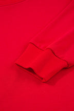 Fiery Red Varsity Striped Sleeve Drop Shoulder Sweatshirt and Short Set