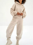 Solid Exposed Seams Hoodie and Joggers Activewear Set