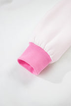 Strawberry Pink Color Block Pullover and Lace-up Elastic Waist Shorts Set