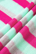 Green Stripe Round Neck Casual Sweater