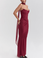 Cabernet Strapless Corset Top with Detachable Neck Scarf - Romantic Evening Wear