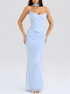 Cabernet Strapless Corset Top with Detachable Neck Scarf - Romantic Evening Wear