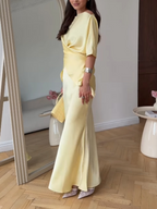 Elegant Off-Shoulder Tie Top and Skirt Set for Women - Chic Two-Piece Outfit