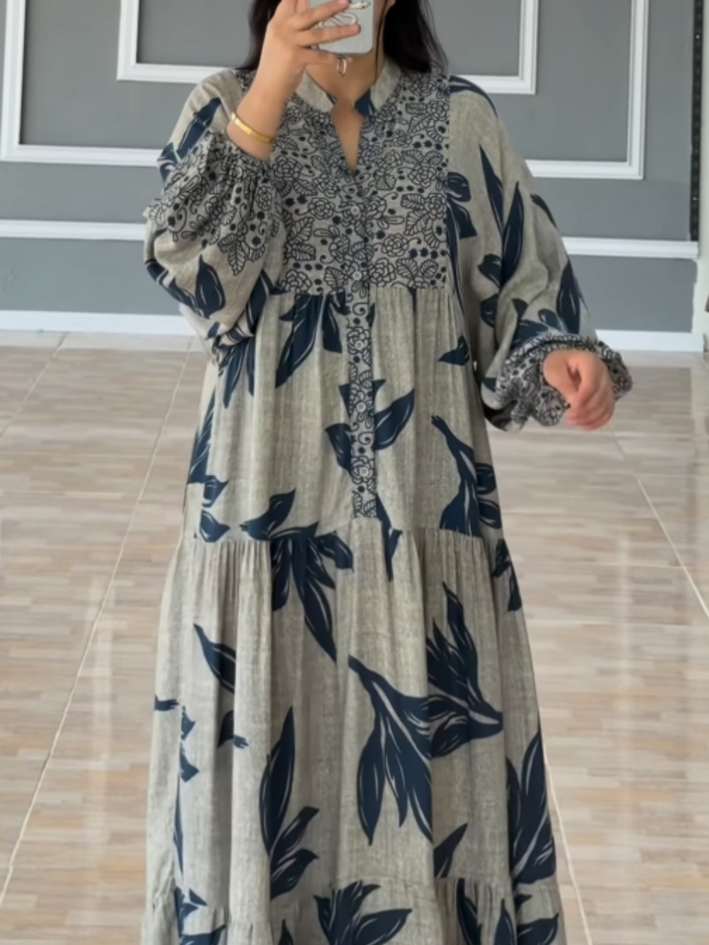 Women's Printed Lantern Sleeve Loose Dress - Comfortable & Stylish