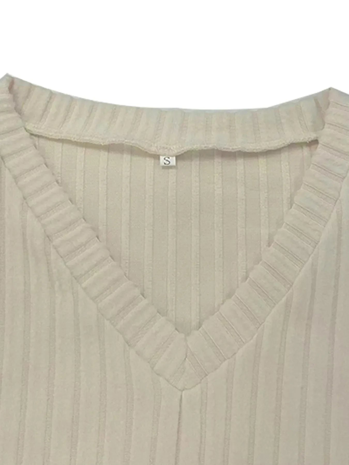 Ribbed Knit V-Neck Top and Pants Lounge Set