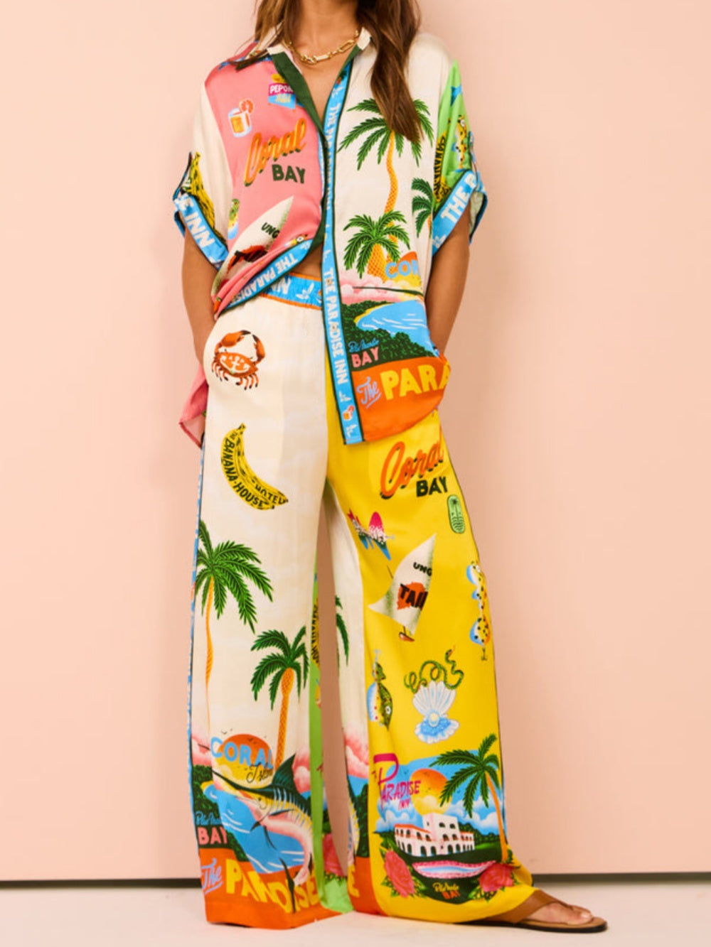 Chic Summer Casual Loose Vacation Printed Two-piece Set for Women