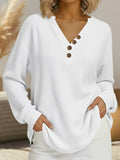 Full Size Casual Waffle Knit Long Sleeve T-Shirt Plus Size