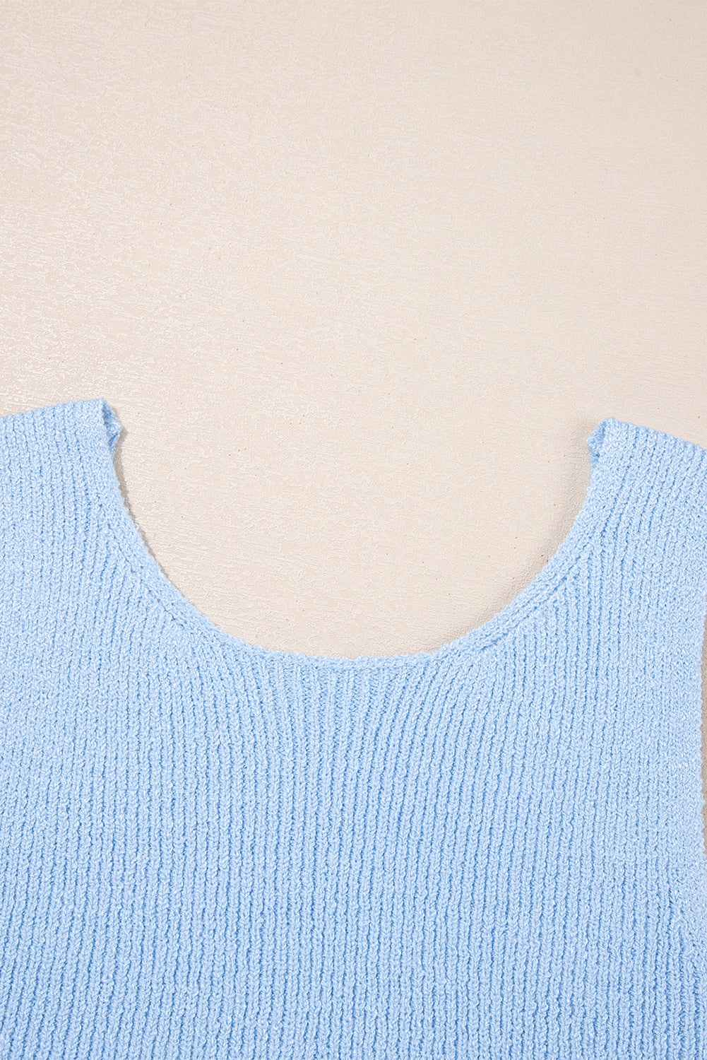 Beau Blue Horizontal Ribbing Patchwork Swing Sweater Tank