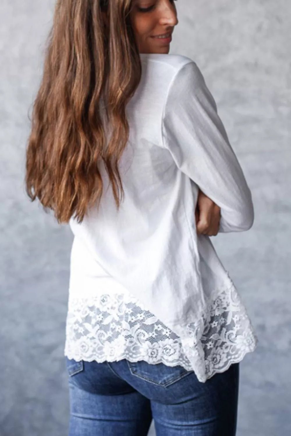 Lace Trim Long Sleeve T-Shirt