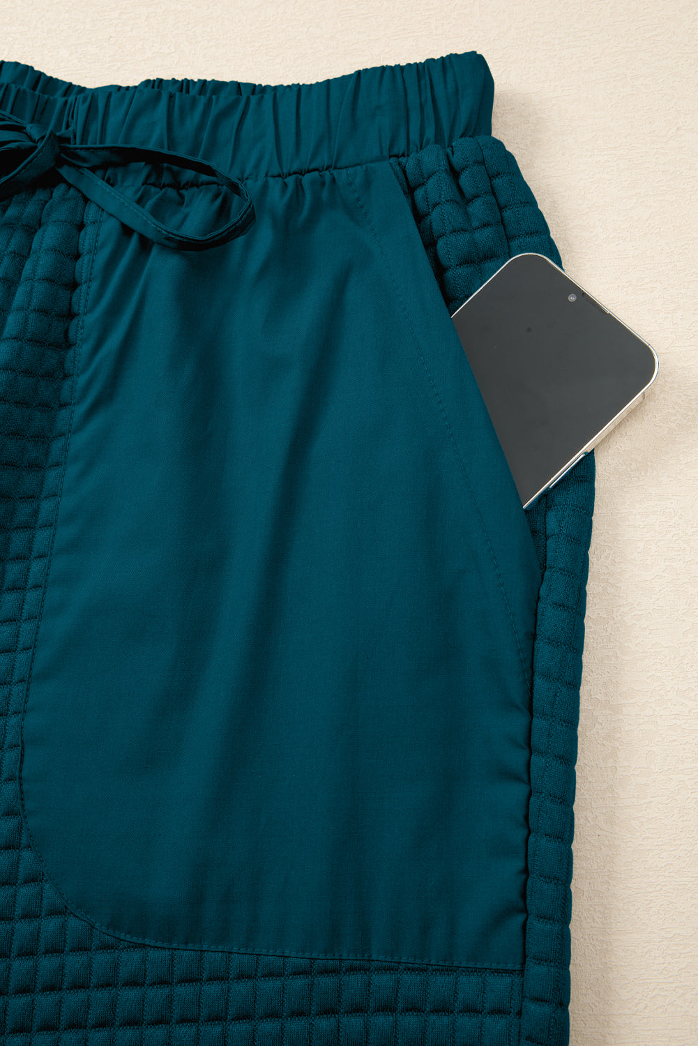 Skobeloff Waffled Textured Raw Edge Patchwork 2pcs Loose Pant Set