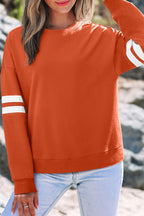 Orange Varsity Striped Detail Drop Shoulder Oversized Sweatshirt