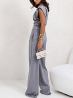 Elegant Irregular Sleeveless Casual Two-Piece Set for Women - Polyester Blend, S-3XL
