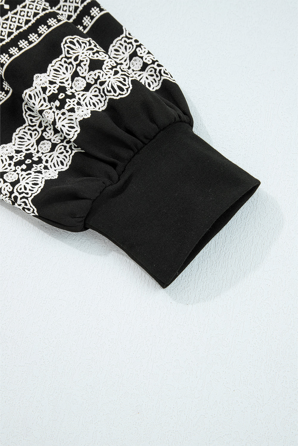 Black Contrast Print Striped Raglan Long Sleeve Loose Top