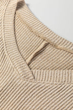 Jet Stream 3D Ribbed V Neck Pullover Drawstring Pants 2 Piece Lounge Set