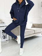 Comfortable & Stylish Grey Three-Piece Sweatshirt Set for Women - Includes Vest, Top, and Pants