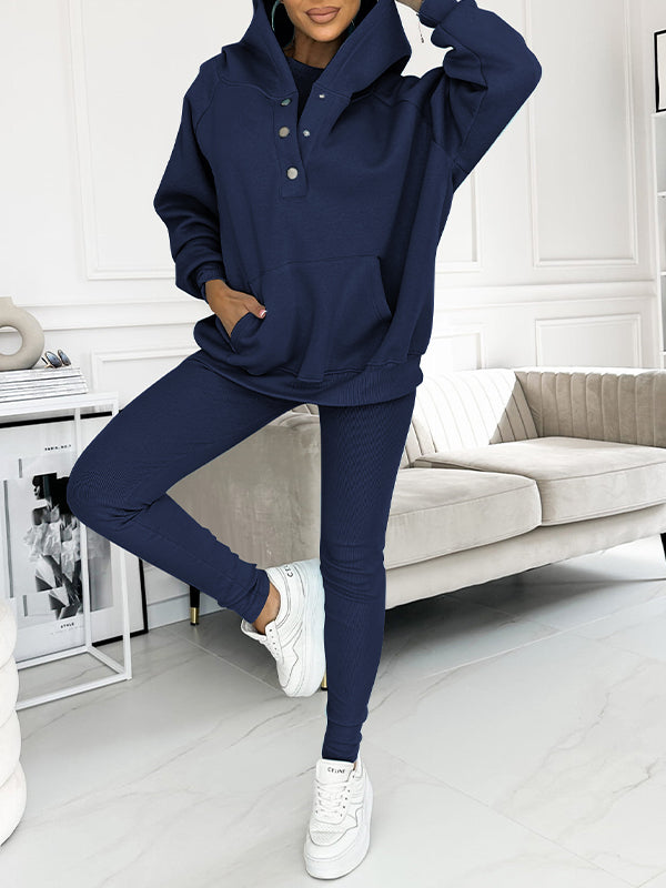 Comfortable & Stylish Grey Three-Piece Sweatshirt Set for Women - Includes Vest, Top, and Pants