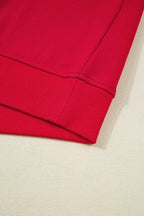 Fiery Red Varsity Striped Detail Crewneck Pullover Elastic Sweatpants 2pcs Outfit