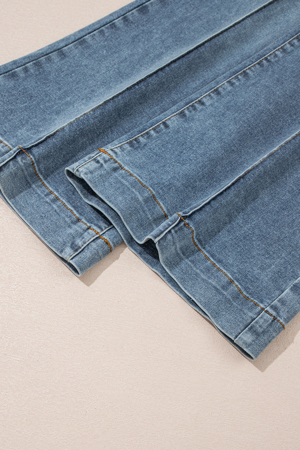 Dusk Blue 2 Button High Waist Piping Trim Bootcut Jeans