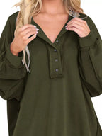 Half Snap Long Sleeve Sweatshirt