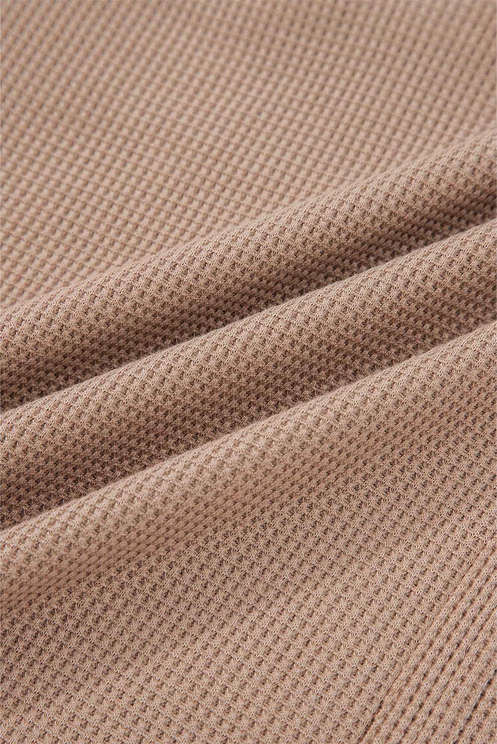 Straw Yellow Waffle Stripe Plaid Patchwork Henley Knit Top