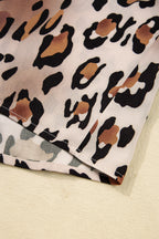 Dearlove Women's Khaki Leopard Print Colorblock Pajama Set - Long Sleeve Shirt & Pants for Cozy Lounging