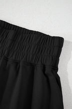 Black 2pcs Cropped Tee and Ruffle High Waist Skort Set