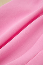 Strawberry Pink Color Block Pullover and Lace-up Elastic Waist Shorts Set