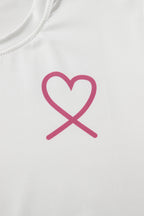 Women's Pink Ruffled Tank Top & Heart Print Pants Lounge Set - Comfortable & Stylish