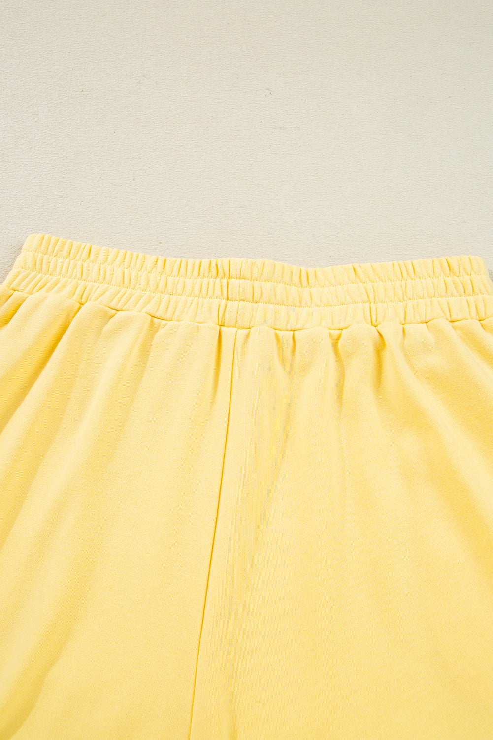 Yellow Color Block Patchwork Half Button Pullover and Shorts 2pcs Outfit