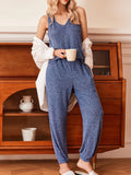 Ribbed Knit V-Neck Tank and Pants Lounge Set