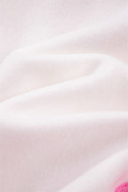 Strawberry Pink Color Block Pullover and Lace-up Elastic Waist Shorts Set