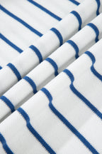 Sail Blue Striped Long Sleeve Top Drawstring Wide Leg Pants 2pcs Outfit