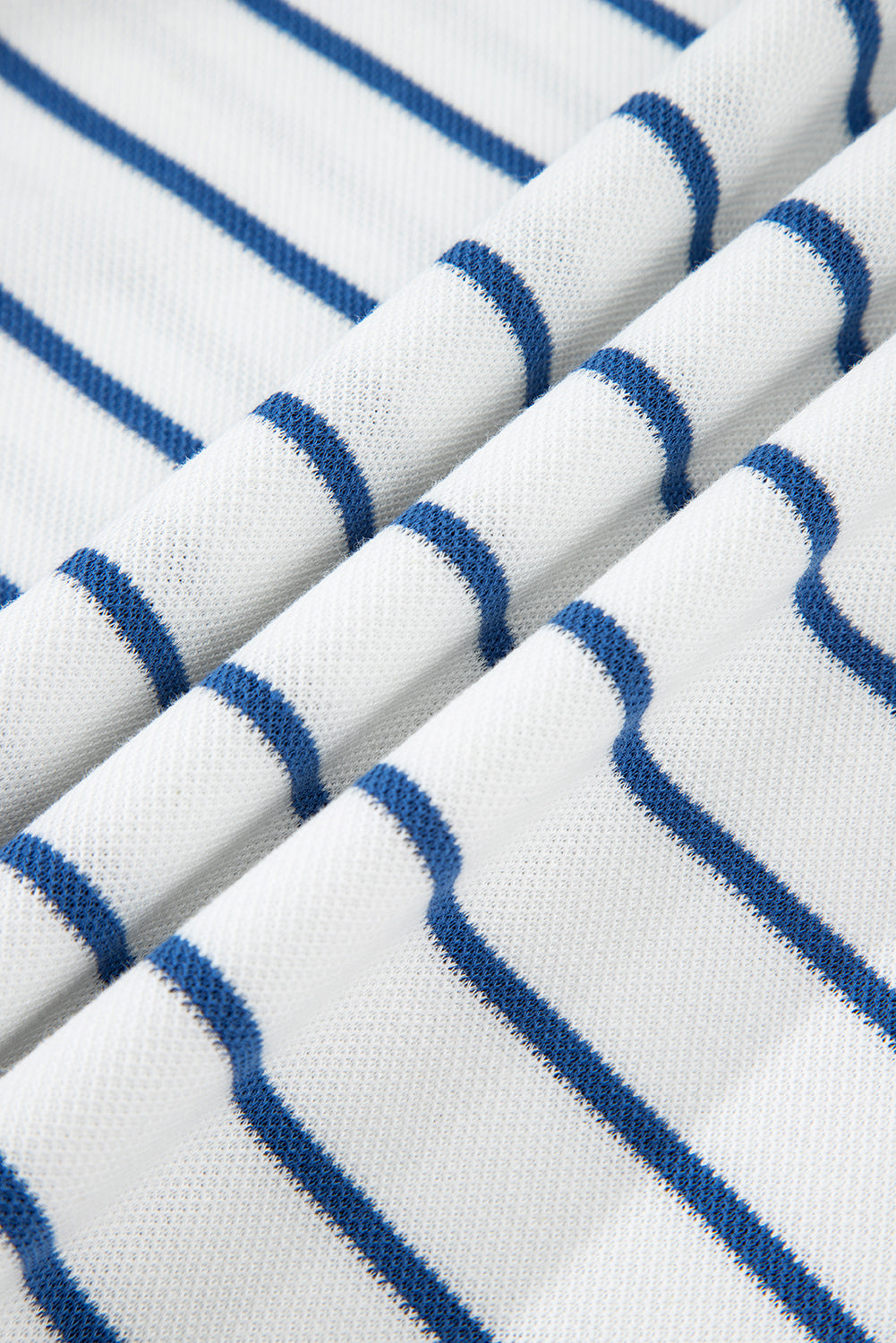 Sail Blue Striped Long Sleeve Top Drawstring Wide Leg Pants 2pcs Outfit